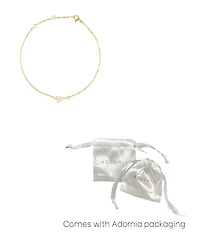 Adornia Gold Cubic Zirconia Pave Sideways Initial Anklet