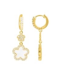Adornia Gold Cubic Zirconia White Clover Earrings