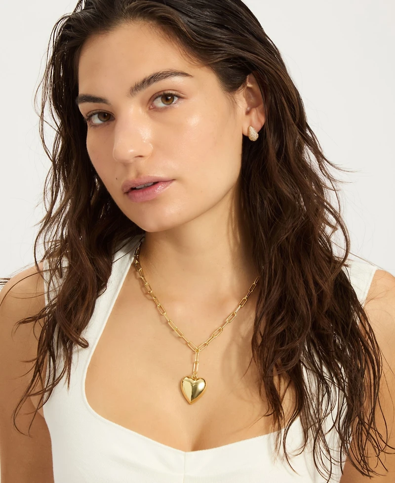 Adornia Gold Adjustable Oversized Puffy Heart Paper Clip Chain Necklace