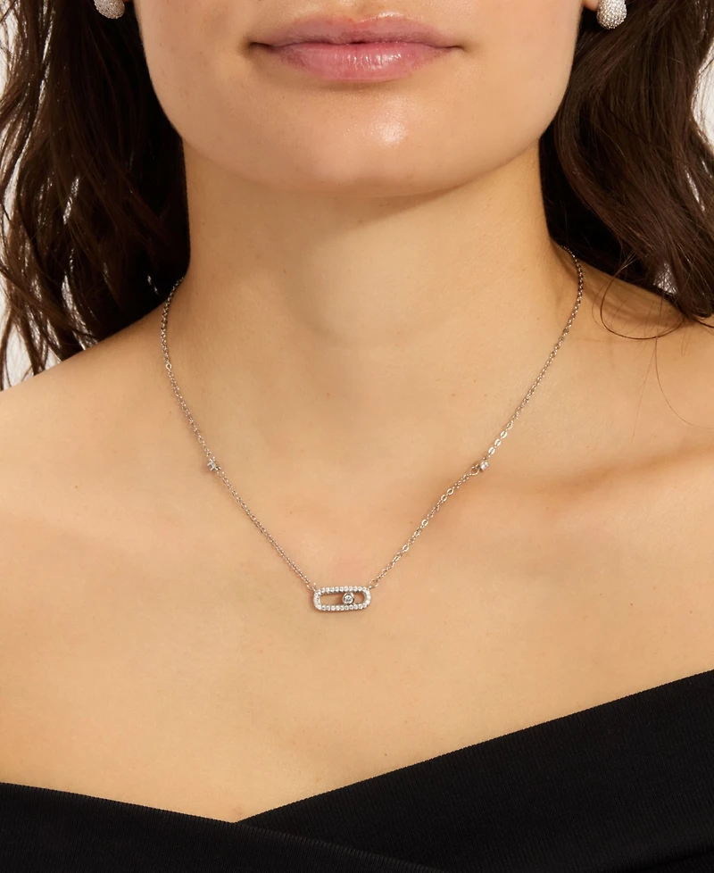 Adornia Silver Adjustable Cubic Zirconia Dancing Stone Necklace