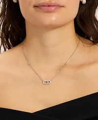 Adornia Silver Adjustable Cubic Zirconia Dancing Stone Necklace