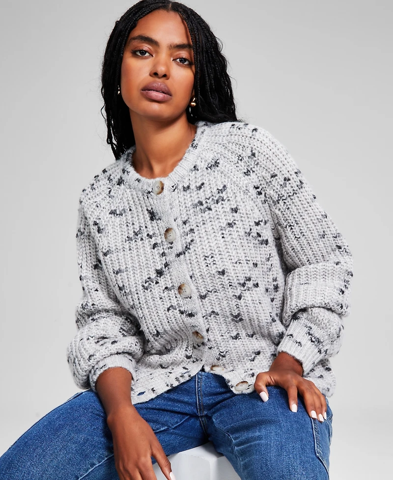 And Now This Women's Flecked-Knit Raglan-Sleeve Cardigan