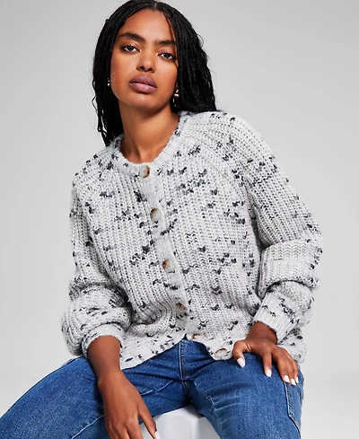 And Now This Women's Flecked-Knit Raglan-Sleeve Cardigan