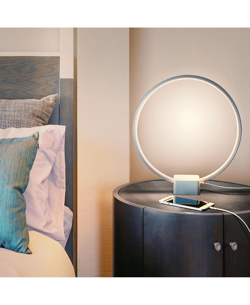 Circle 15" Dimmable Modern Led Desk Lamp with Usb Port