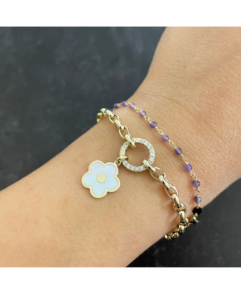 The Lovery Mother of Pearl Cherry Blossom Charm 14K Gold