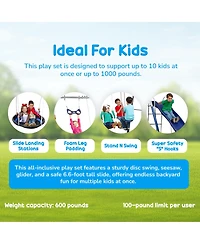 Xdp Recreation Fun All Mighty Swing Set w/See Saw, Super Disc, Swings, & Slide