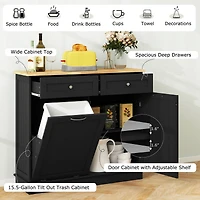 Wooden Kitchen Trash Cabinet Tilt Out Bin Holder with Drawer & Storage Shelf