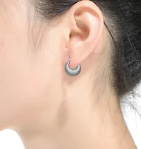 Seashell Long Hoop Earrings Set White Gold Plated, 14k or 18k Rose Plated