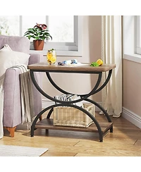 Tribesigns 2-Tier End Side Table with Stylish Metal Frame, Vintage Rectangular Bedside Nightstand for Bedroom, Wood and Metal Chair Side Tables Living