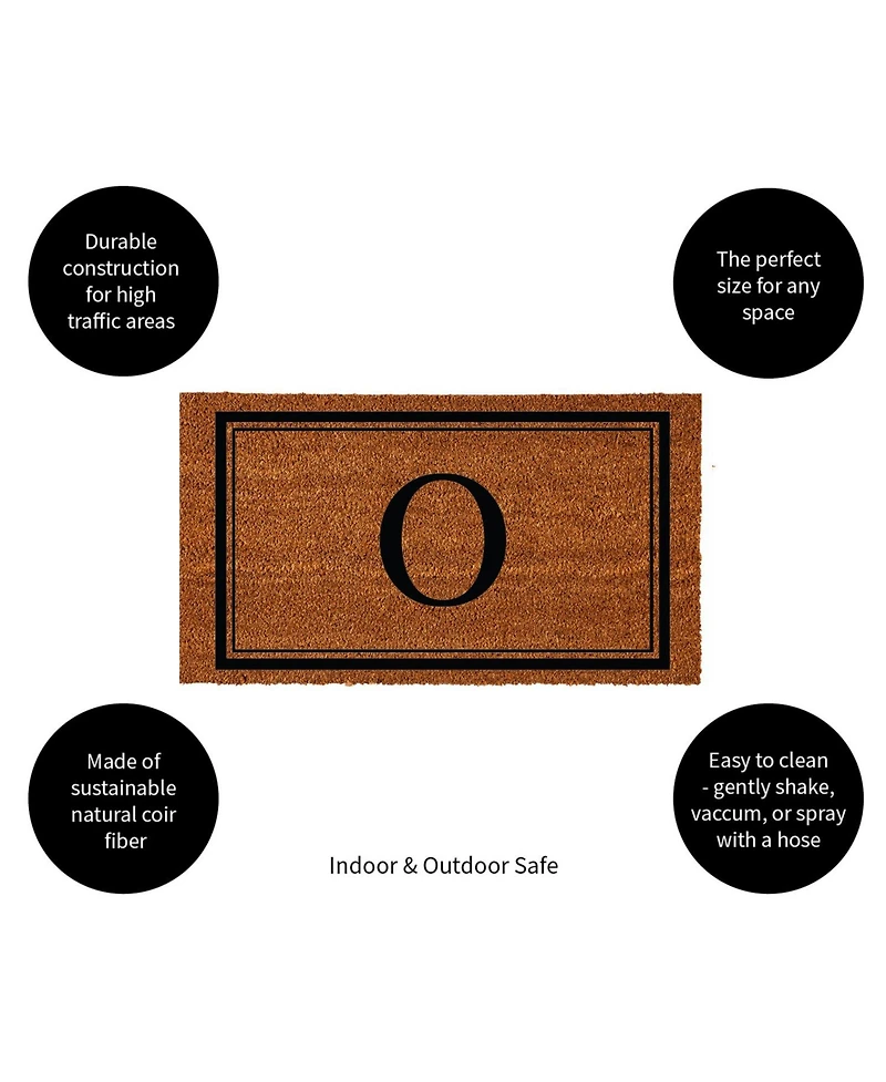 Evergreen Monogram Indoor Outdoor 100% Natural Coir Doormat 28" x 16" | Letter "O"