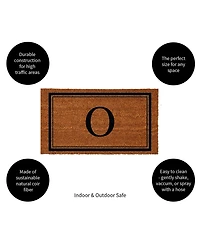 Evergreen Monogram Indoor Outdoor 100% Natural Coir Doormat 28" x 16" | Letter "O"