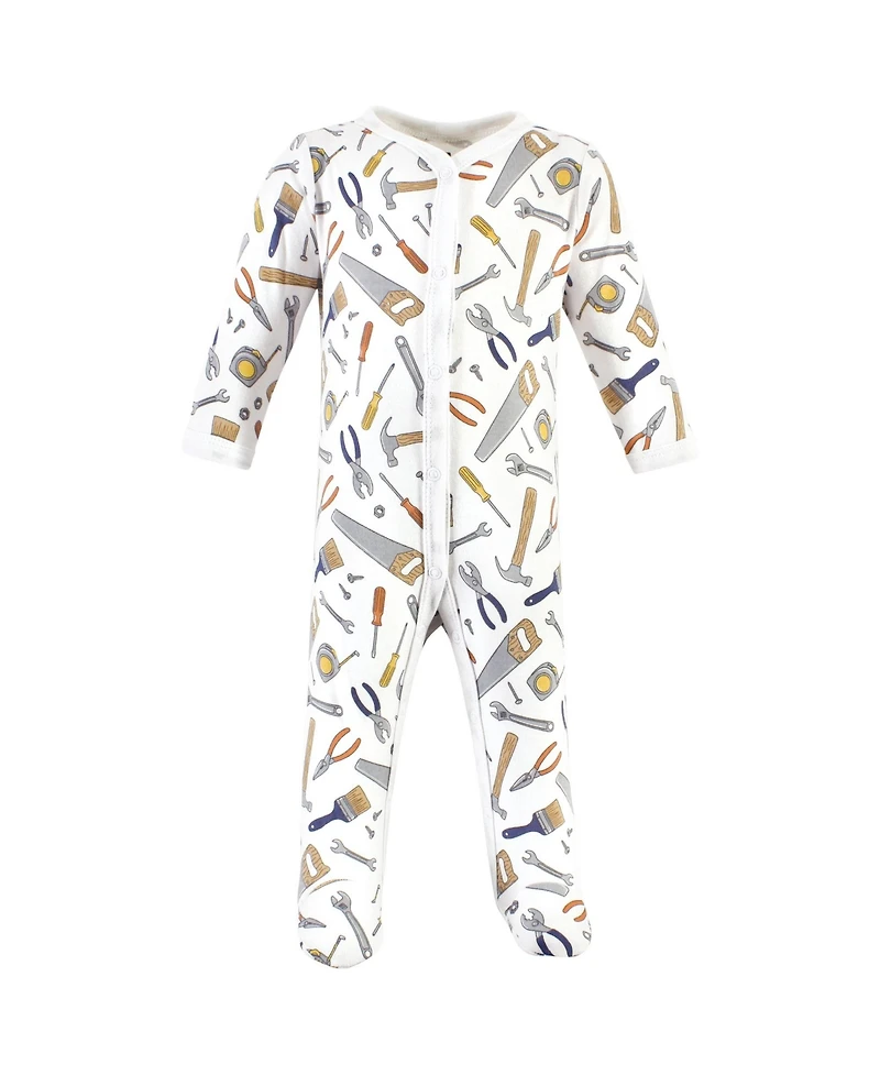 Hudson Baby Boys Cotton Essentials Set Sleep 'n Play Jumpsuit, Bodysuit, and Bandana Bib