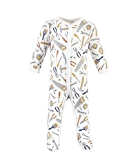 Hudson Baby Boys Cotton Essentials Set Sleep 'n Play Jumpsuit, Bodysuit, and Bandana Bib
