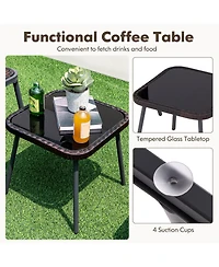 3 Pieces Patio Rattan Furniture Set for Backyard Poolside-Brown and Black