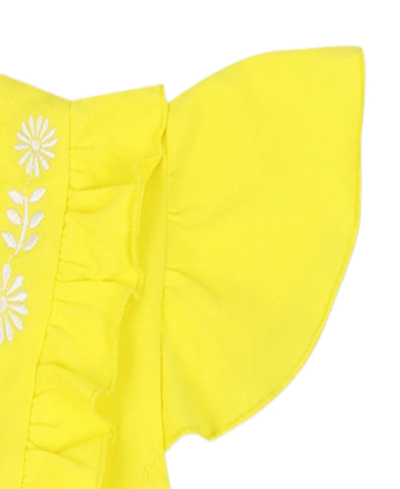 Mixed Up Clothing Girls Embroidered Short Flutter Sleeve Cozy Dress