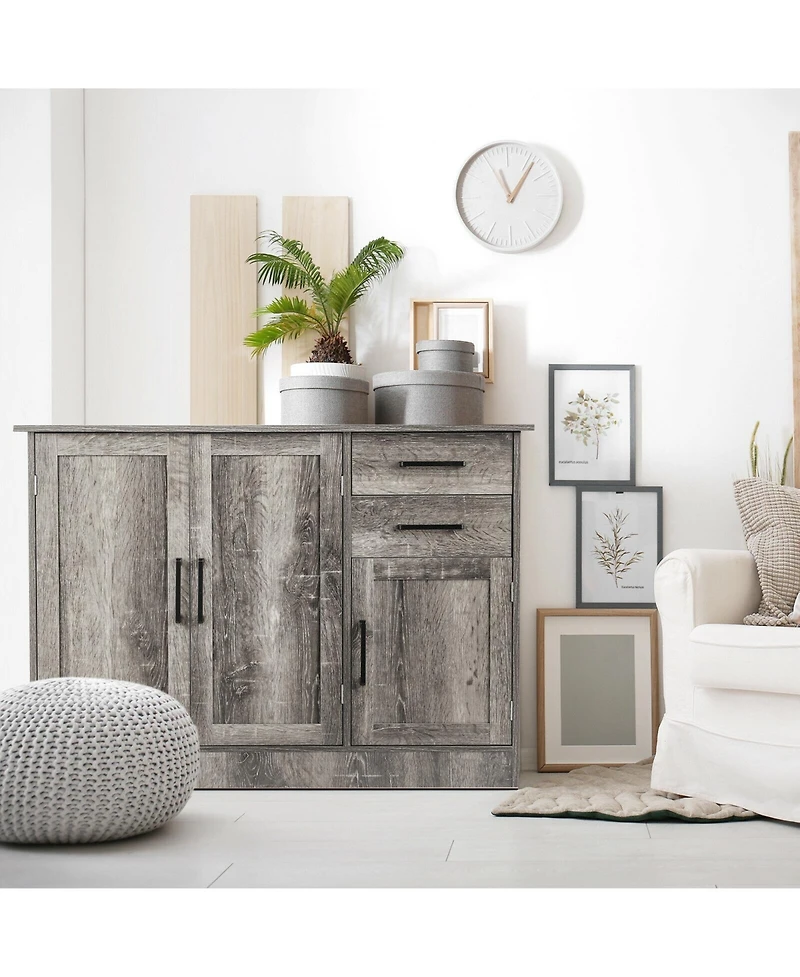 Buffet Storage Cabinet Kitchen Sideboard with 2 Drawers-White