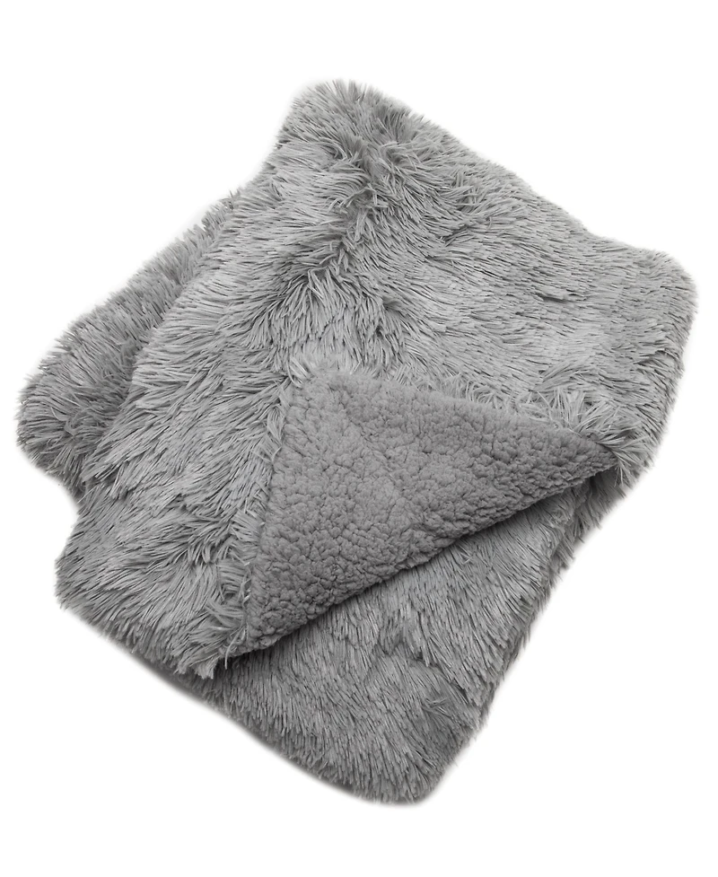 Chanasya Premium Solid Faux Long Fur Throw Blanket - Soft, Fuzzy For Bed or Couch 60" x 70" Aubergine