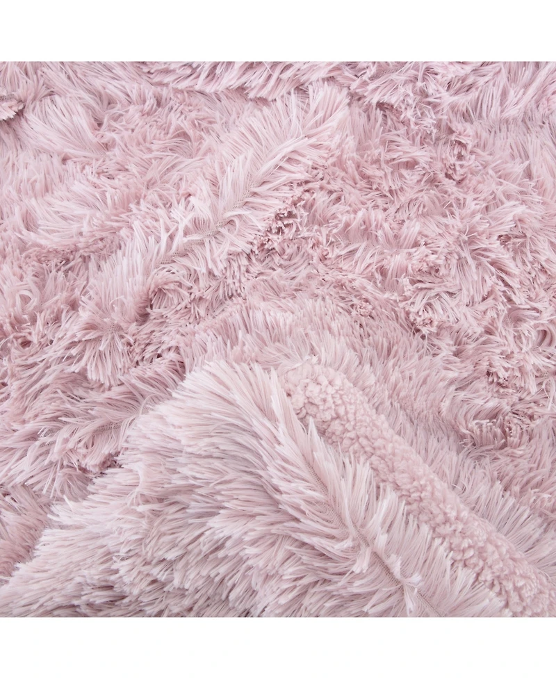 Chanasya Premium Solid Faux Long Fur Throw Blanket - Soft, Fuzzy For Bed or Couch 50" x 65” Rose Dust