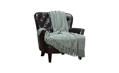 Chanasya Premium Textured Knit Throw Blanket with Tassels - Soft, Cozy for Couch, Bed, Living Room 50" x 65” Orange