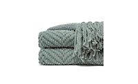 Chanasya Premium Textured Knit Throw Blanket with Tassels - Soft, Cozy for Couch, Bed, Living Room 50" x 65” Orange