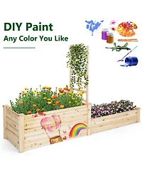 Raised Garden Bed with Trellis-Natural
