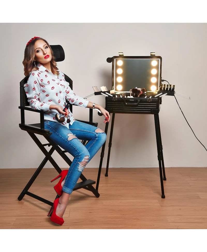 Byootique Rolling Makeup Case Inch Led Lighted Mirror Cosmetic Travel Trolley