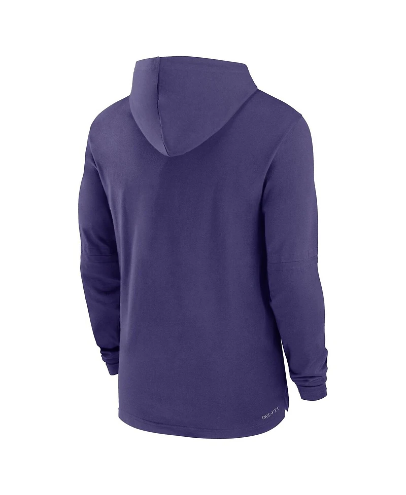 Nike Men's Purple Clemson Tigers Sideline Hoodie Performance Long Sleeve T-Shirt