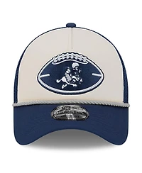 New Era Men's Stone/Navy Dallas Cowboys 2024 Sideline Historic 9FORTY A-Frame Trucker Adjustable Hat