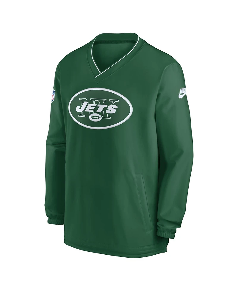 Nike Men's Kelly Green New York Jets Throwback Logo Long-Sleeve V-Neck Wind shirt