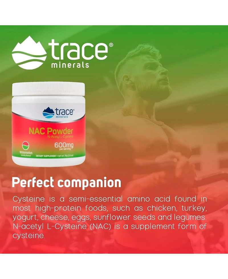Trace Minerals Nac Powder with N-Acetyl L-Cysteine Amino Acids | 600 mg to Support Immune System and Normally Functioning Liver and Kidneys | Natural