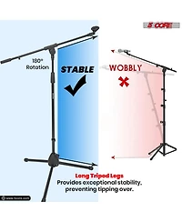 5 Core Microphone Stand Pair Floor Height Adjustable w Telescoping Boom Arm