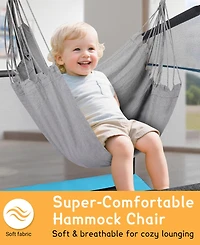 64" Rectangle Trampoline for Kids with Safety Net and Hammock Chair