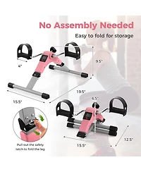 Skonyon Under Desk Exercise Bike Pedal Exerciser with Lcd Display for Legs and Arms Workout-Pink