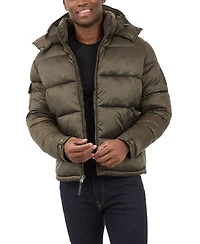 Michael Kors Men's Heavyweight Metallic Finish Hooded Puffer Jacket