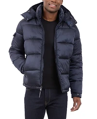 Michael Kors Men's Heavyweight Metallic Finish Hooded Puffer Jacket