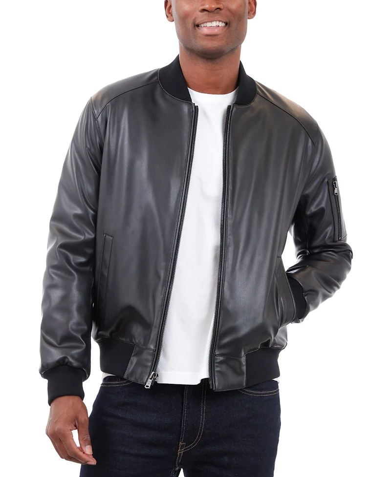 Michael Kors Men's Faux Leather Moto Jacket