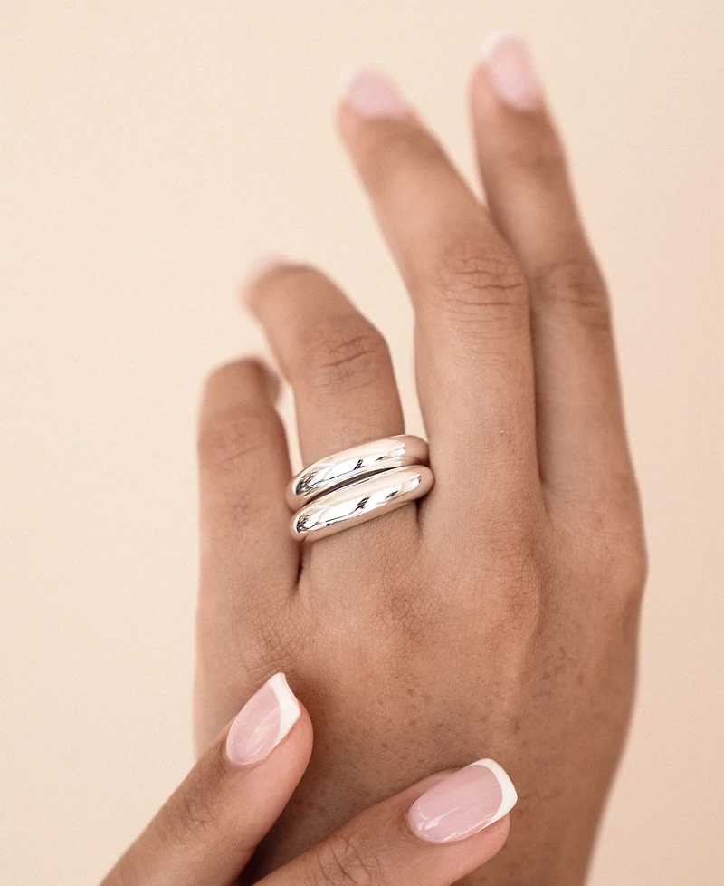 Ettika Silver Plated Dome Ring Set