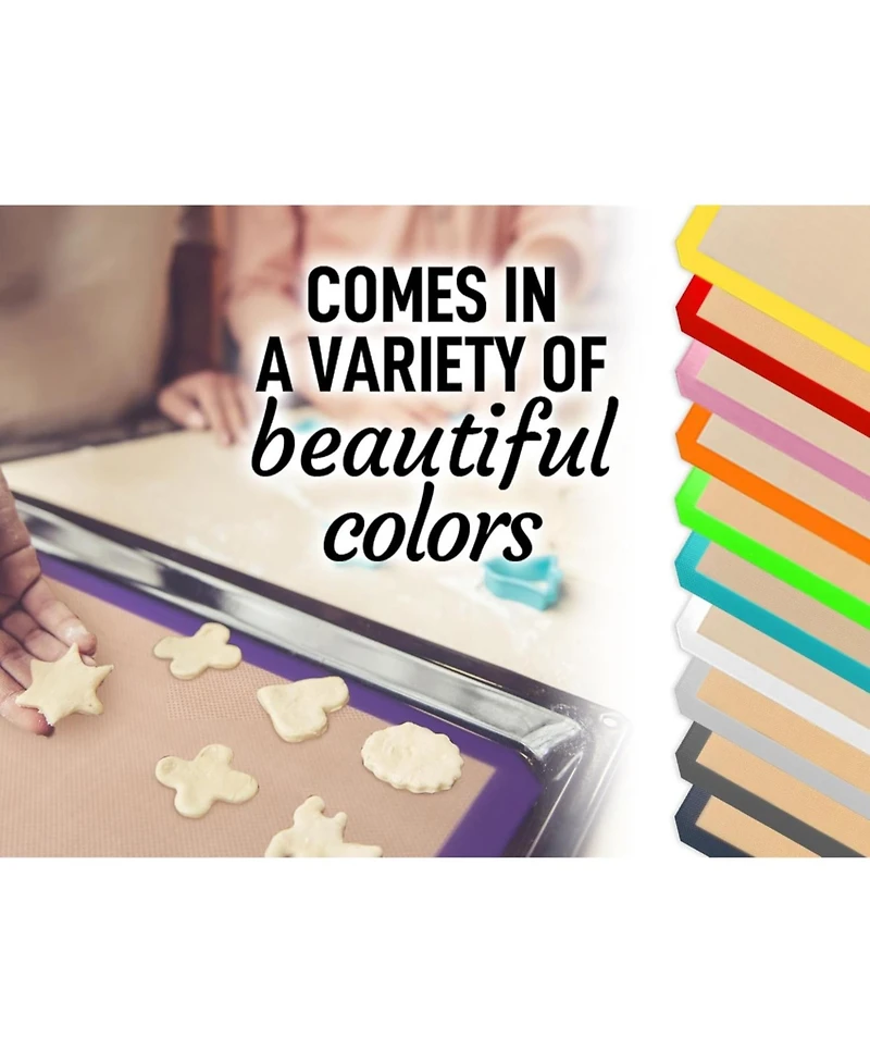 Zulay Kitchen (2 Pack) Silicone Baking Mat Sheet Set - Reusable Baking Mat Nonstick