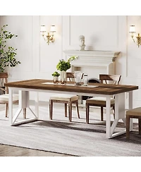 Tribesigns 6.23 ft Conference Table, 74.8" L x 37.4" W x 29.5" H Rectangle Meeting Room Table, Modern Wood Seminar Table for Office Conference Room, B