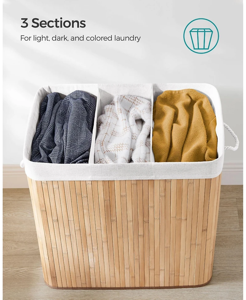 Slickblue 3-Section Laundry Hamper with Lid