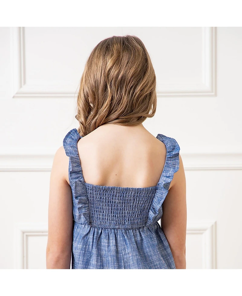 Hope & Henry Girls' Sleeveless Ruffle Neck Jumpsuit