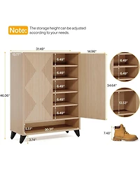 Tribesigns Shoe Cabinet with Doors, 6-Tier Entryway Shoe Storage Cabinet with Adjustable Shelves, Modern Wooden Shoe Organizer Cabinet for Living Room