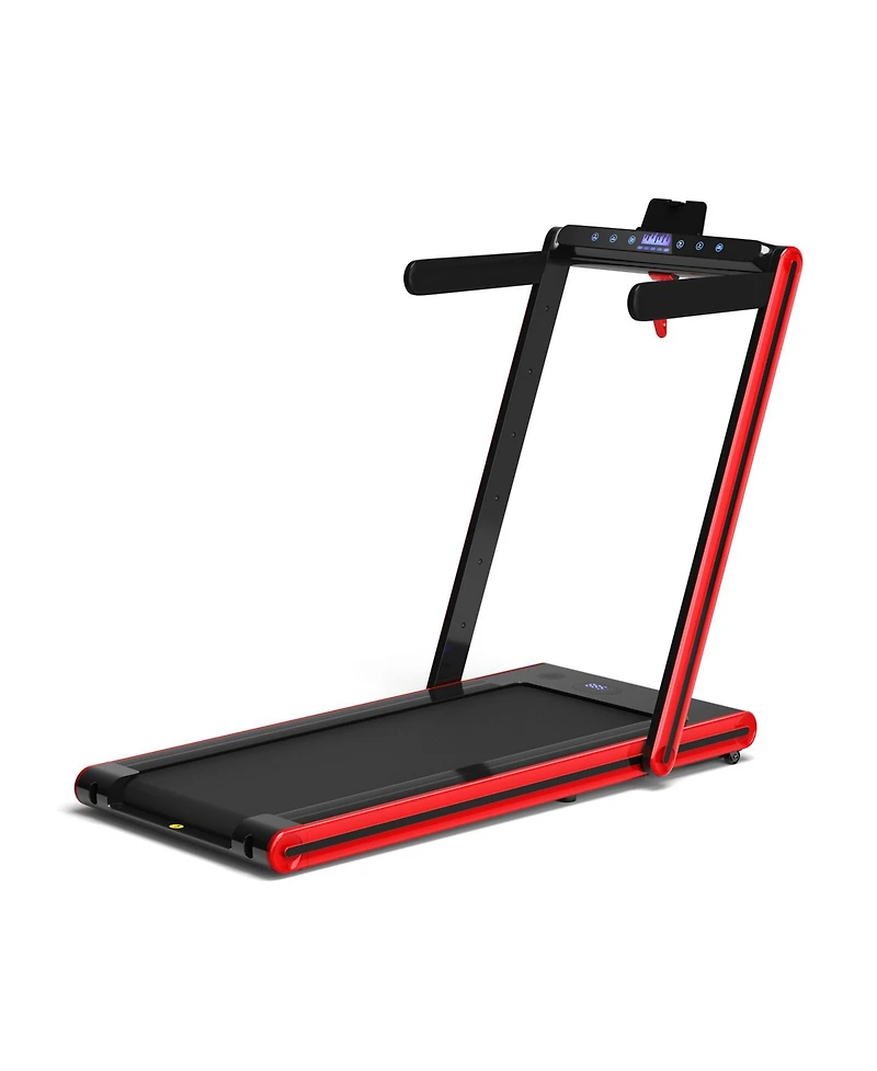 Skonyon 2-in-1 Folding Treadmill with Dual Led Display-Red