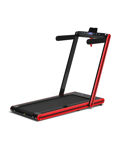 Skonyon 2-in-1 Folding Treadmill with Dual Led Display-Red