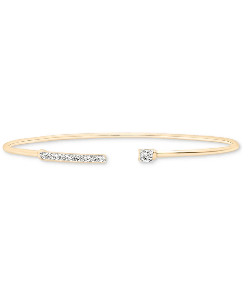 Wrapped Diamond Wire Cuff Bangle Bracelet (1/4 ct. t.w.) in 14k Gold, Created for Macy's