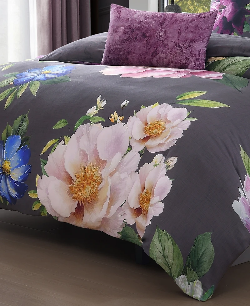 Bebejan Elegant Blossoms Bedding 100% Cotton 5 Piece King Size Reversible Comforter Set