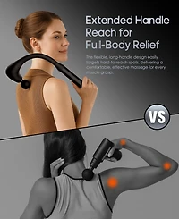 Sugift Ergonomic Long Handle Massage Gun Ultra-Quiet Deep Tissue with 5-Speed Control