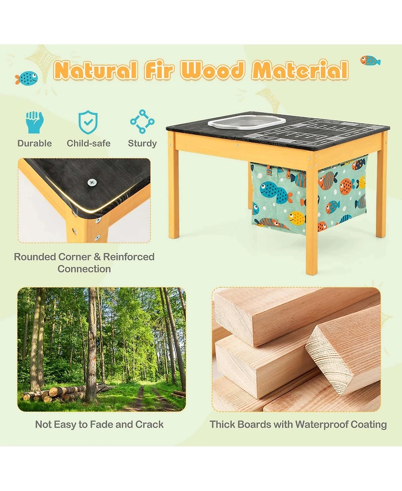 3-in-1 Kids Activity Table with Foldable Water Bin Large Capacity Storage Bag