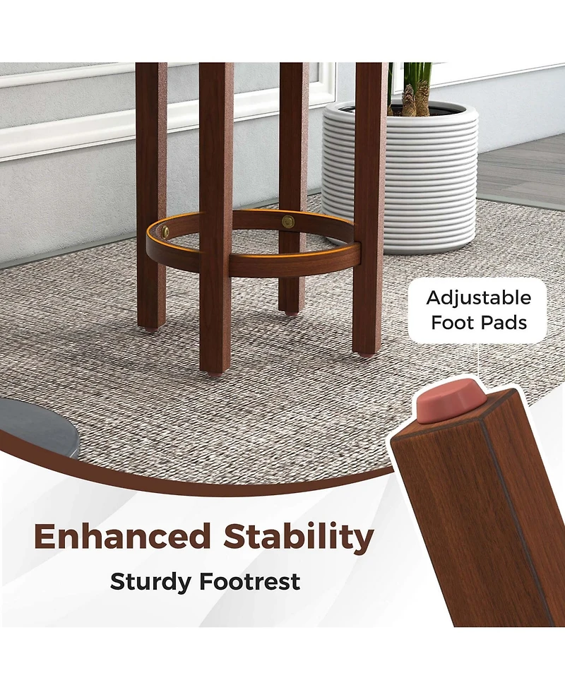Bar Stools Set of 2 Counter Height with Round Seat & Footrest for Kitchen