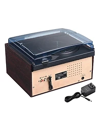 Yescom Vinyl Record Player with Speakers Turntable Bluetooth Tape Cassette Cd Player Retro